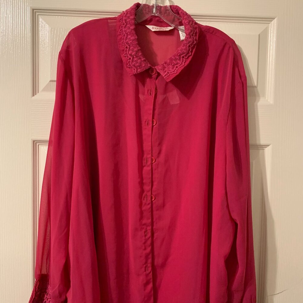 Together Classics Women's Pink Blouse/Shell Combo, Size 3X